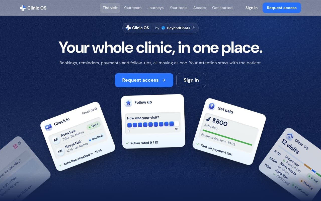 Clinic OS — Your whole clinic, in one place, built by Yash Bisht