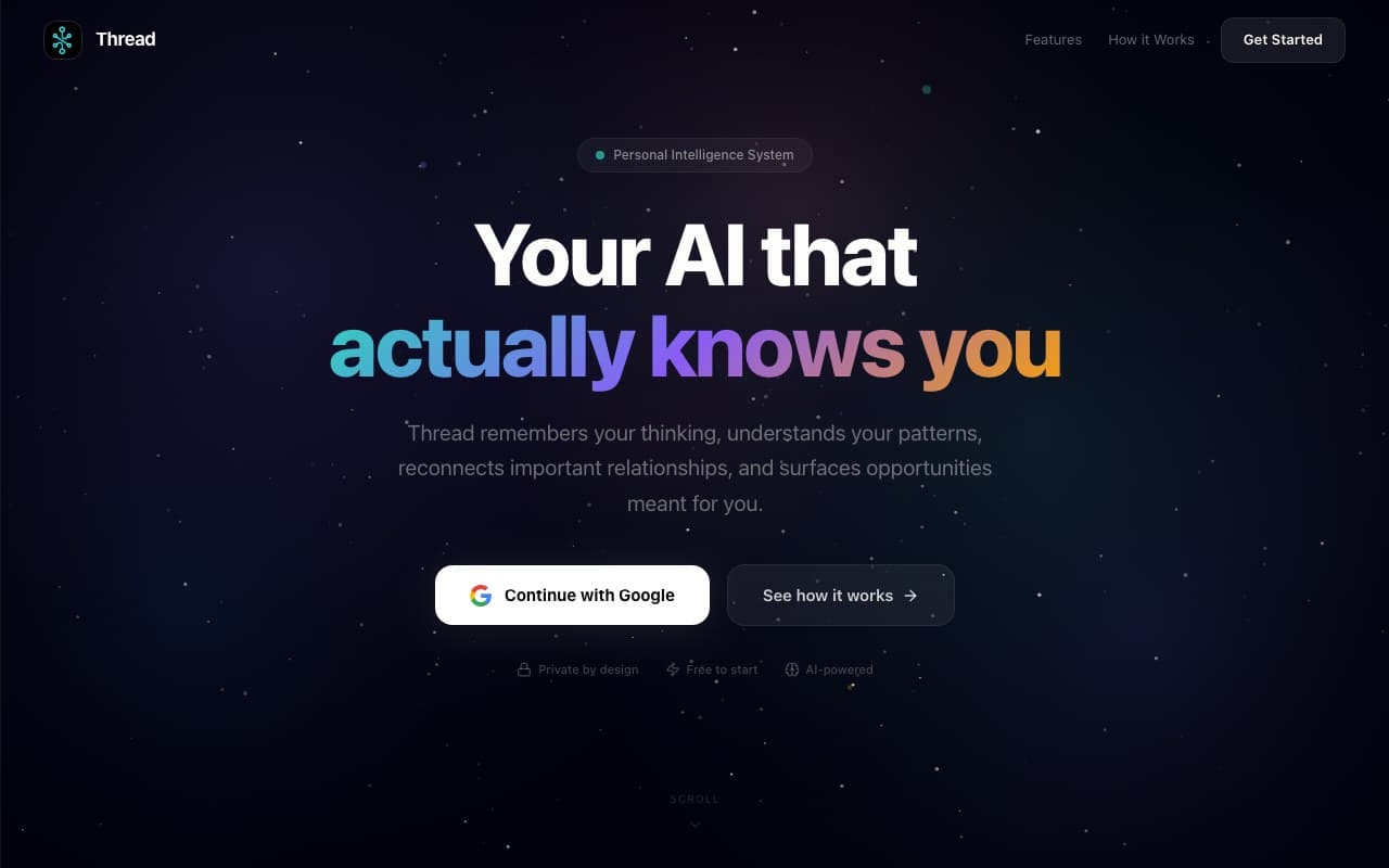 Thread AI — AI that actually knows you, built by Yash Bisht